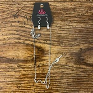 Paparazzi Silver Earrings and Key Necklace Set